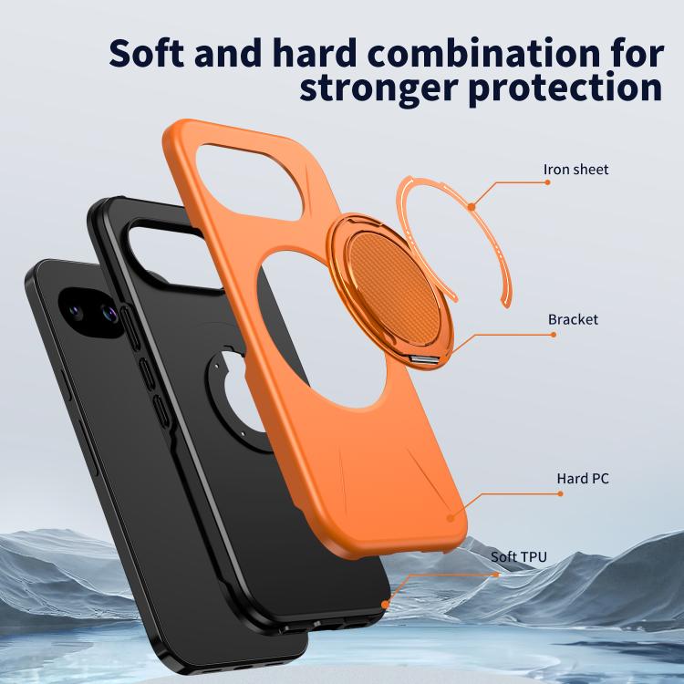 Metal Rotation Holder MagSafe TPU Hybrid PC Phone Case, For Google Pixel 10a, For Google Pixel 10 Pro XL / 9 Pro XL, For Google Pixel 10 / 10 Pro / 9 / 9 Pro