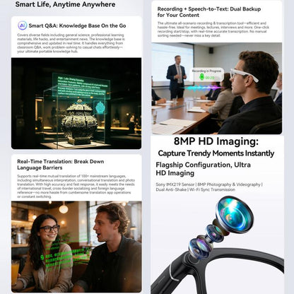 X01 Cycling Smart AI Sports Glasses 8MP HeyCyan, Six-axis Image Stabilization, Wi-Fi, BT Call, AI Voice Assistant, AI Translation