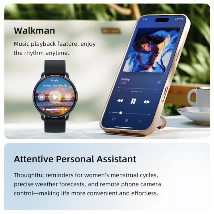 QS80 Pro 1.32-inch AMOLED Display Smart Sports Watch Supports Heart Rate Monitoring