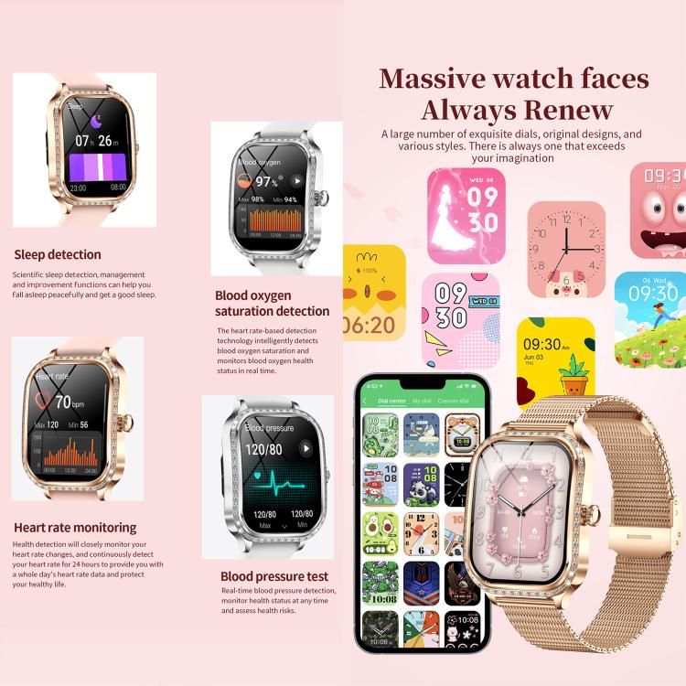QS01 1.75-inch Smart Watch, Support Heart Rate, Blood Pressure, Blood Oxygen