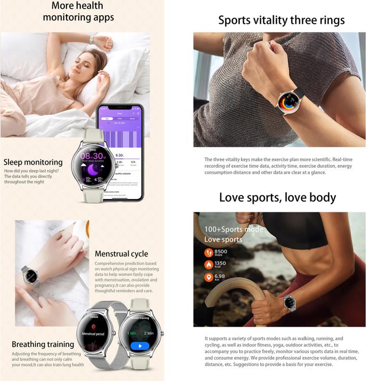QS36 1.43-inch Smart Watch, Support Heart Rate, Blood Pressure, Blood Oxygen, Female Physiological Cycle