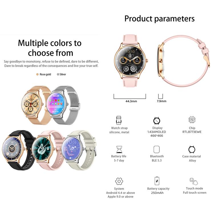 QS36 1.43-inch Smart Watch, Support Heart Rate, Blood Pressure, Blood Oxygen, Female Physiological Cycle