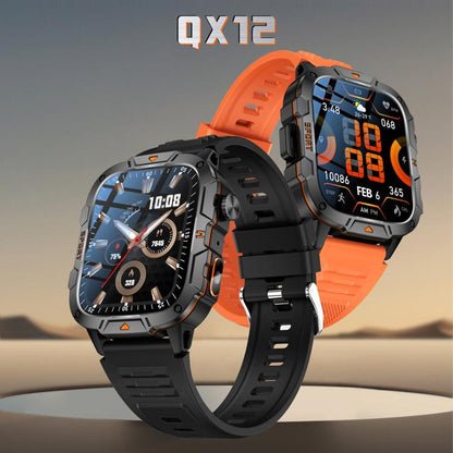 QX12 1.96-inch IPS Display Outdoor Sports IP68 Smart Watch with Flashlight