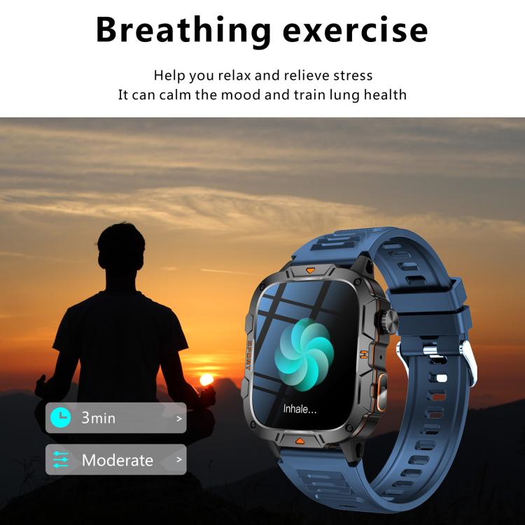 QX12 1.96-inch IPS Display Outdoor Sports IP68 Smart Watch with Flashlight