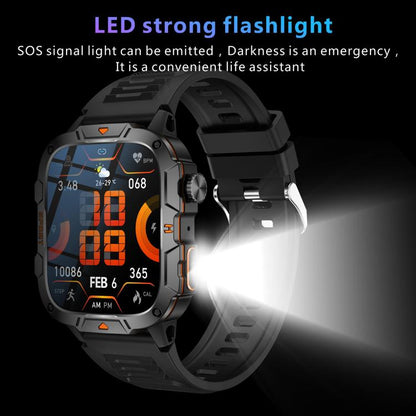 QX12 1.96-inch IPS Display Outdoor Sports IP68 Smart Watch with Flashlight