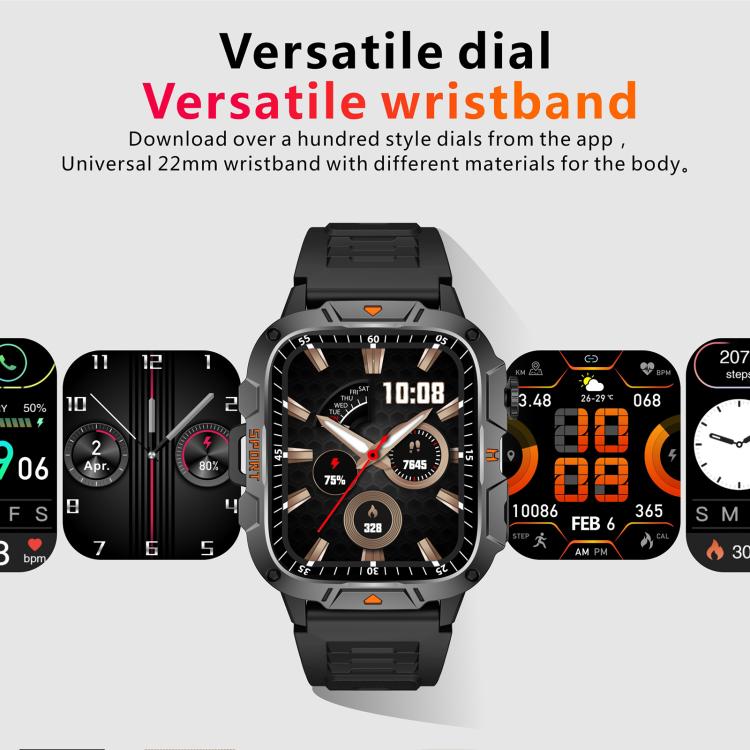 QX12 1.96-inch IPS Display Outdoor Sports IP68 Smart Watch with Flashlight