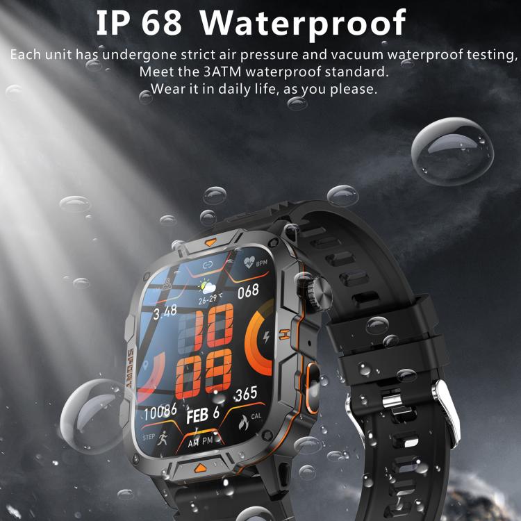 QX12 1.96-inch IPS Display Outdoor Sports IP68 Smart Watch with Flashlight