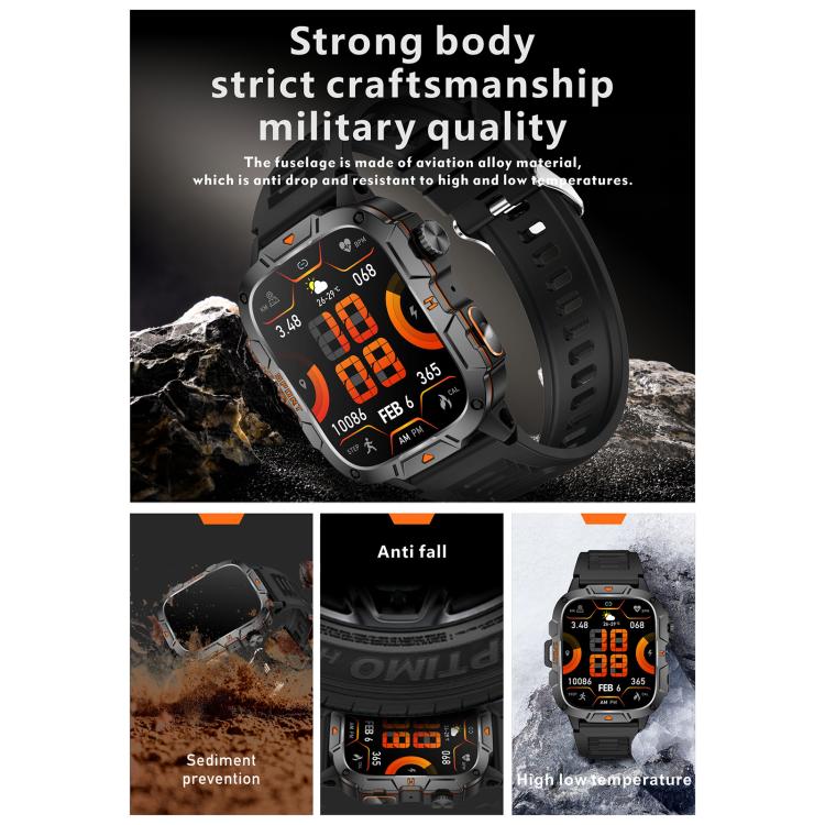 QX12 1.96-inch IPS Display Outdoor Sports IP68 Smart Watch with Flashlight