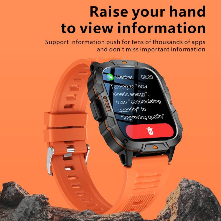 QX12 1.96-inch IPS Display Outdoor Sports IP68 Smart Watch with Flashlight
