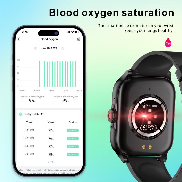 QX15 1.85-inch TFT Display Smart Sports Watch Built-in Heart Rate Monitor