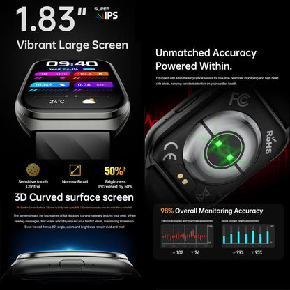 QS66 1.83-inch Smart Watch, Support BT Call, Heart Rate, Blood Oxygen