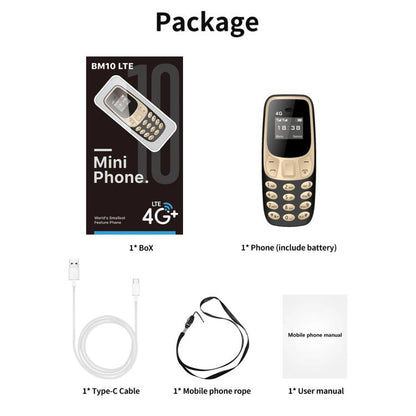 BM10 4G Mini Mobile Phone, 0.66 inch Hands Free Bluetooth Dialer Headphone, MP3 Music, Dual SIM, Network: 4G