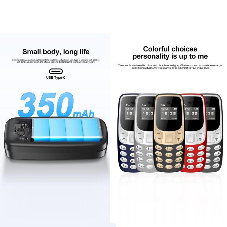 BM10 4G Mini Mobile Phone, 0.66 inch Hands Free Bluetooth Dialer Headphone, MP3 Music, Dual SIM, Network: 4G