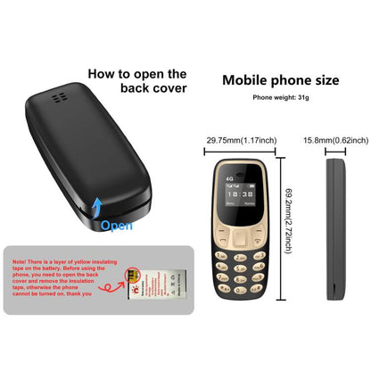 BM10 4G Mini Mobile Phone, 0.66 inch Hands Free Bluetooth Dialer Headphone, MP3 Music, Dual SIM, Network: 4G