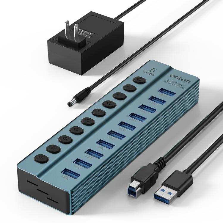 Onten 5308 USB3.2 Gen1 10 in 1 HUB Docking Station with Independent Button, US Plug, 5308