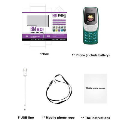 BM80 2G Mini Mobile Phone, 0.85 inch Hands Free Bluetooth Dialer Headphone, Voice Change, MP3 Music, Dual SIM, Network: 2G
