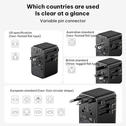 MOMAX UA30 1-World 2+ 70W Dual AC Universal Travel GaN Charger with Retractable Cable, UA30D, UA30L