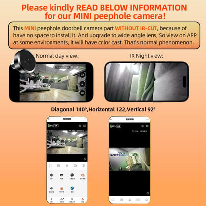 RH-PD9 4.3 inch HD Screen Microwave Radar Motion Detection Peephole WiFi Video Doorbell, RH-PD9