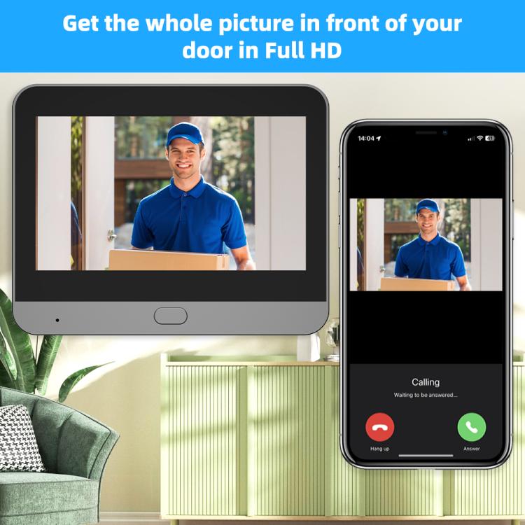 RH-PD8-I 4.3 inch HD Screen No Red Spot Night Vision WiFi Video Doorbell, RH-PD8-I