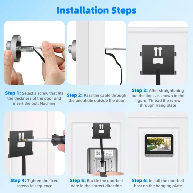 RH-PD8-I 4.3 inch HD Screen No Red Spot Night Vision WiFi Video Doorbell, RH-PD8-I