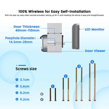 RH-PD10-I 4.3 inch HD Screen Motion Detection Smart WiFi Video Doorbell, RH-PD10-I