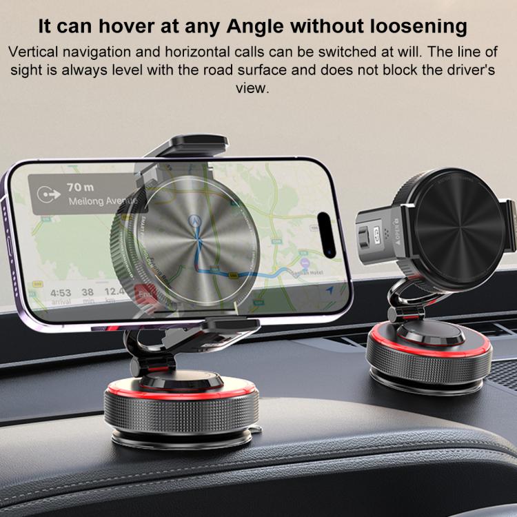 K33 360 Degree Rotation Vacuum Suction Magnetic and Clamp Dual Use Car Phone Holder, K33
