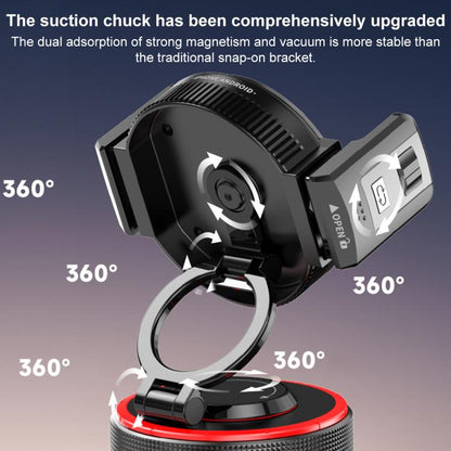 K33 360 Degree Rotation Vacuum Suction Magnetic and Clamp Dual Use Car Phone Holder, K33