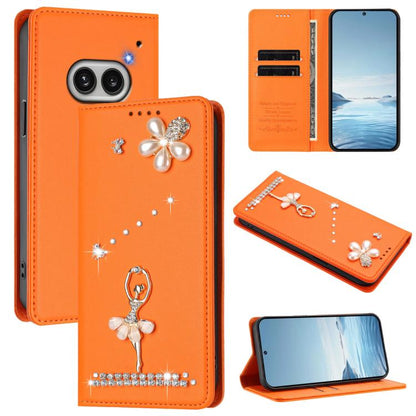 Ballet Girl Diamond Studded RFID Vegan Leather Phone Case, For Nothing Phone 3a Lite, For Nothing Phone 3, For Nothing CMF Phone 2 Pro, For Nothing Phone 3a, For Nothing Phone 3a Pro, For Nothing CMF Phone 1, For Nothing Phone 2a