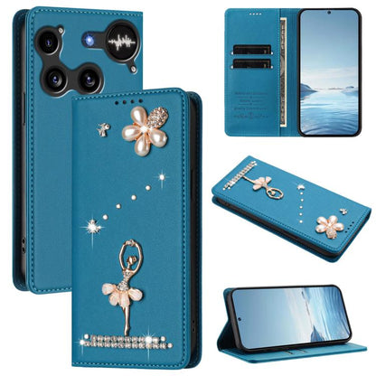 Ballet Girl Diamond Studded RFID Vegan Leather Phone Case, For Nothing Phone 3a Lite, For Nothing Phone 3, For Nothing CMF Phone 2 Pro, For Nothing Phone 3a, For Nothing Phone 3a Pro, For Nothing CMF Phone 1, For Nothing Phone 2a