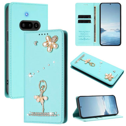 Ballet Girl Diamond Studded RFID Vegan Leather Phone Case, For Nothing Phone 3a Lite, For Nothing Phone 3, For Nothing CMF Phone 2 Pro, For Nothing Phone 3a, For Nothing Phone 3a Pro, For Nothing CMF Phone 1, For Nothing Phone 2a