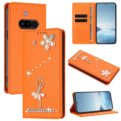 Ballet Girl Diamond Studded RFID Vegan Leather Phone Case, For Nothing Phone 3a Lite, For Nothing Phone 3, For Nothing CMF Phone 2 Pro, For Nothing Phone 3a, For Nothing Phone 3a Pro, For Nothing CMF Phone 1, For Nothing Phone 2a