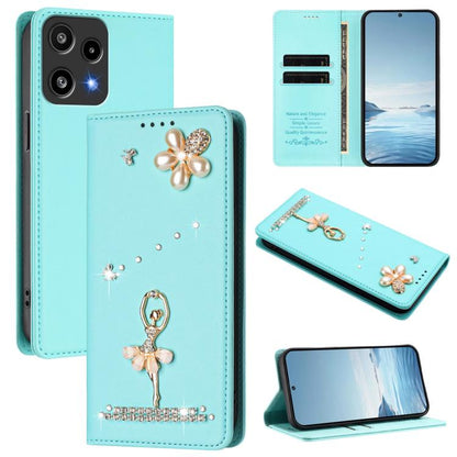 Ballet Girl Diamond Studded RFID Vegan Leather Phone Case, For Nothing Phone 3a Lite, For Nothing Phone 3, For Nothing CMF Phone 2 Pro, For Nothing Phone 3a, For Nothing Phone 3a Pro, For Nothing CMF Phone 1, For Nothing Phone 2a