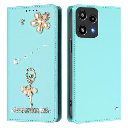Ballet Girl Diamond Studded RFID Vegan Leather Phone Case, For Nothing Phone 3a Lite, For Nothing Phone 3, For Nothing CMF Phone 2 Pro, For Nothing Phone 3a, For Nothing Phone 3a Pro, For Nothing CMF Phone 1, For Nothing Phone 2a
