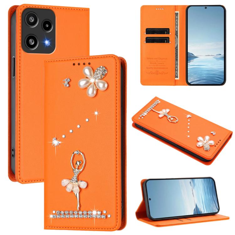 Ballet Girl Diamond Studded RFID Vegan Leather Phone Case, For Nothing Phone 3a Lite, For Nothing Phone 3, For Nothing CMF Phone 2 Pro, For Nothing Phone 3a, For Nothing Phone 3a Pro, For Nothing CMF Phone 1, For Nothing Phone 2a