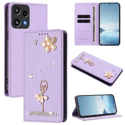 Ballet Girl Diamond Studded RFID Vegan Leather Phone Case, For Nothing Phone 3a Lite, For Nothing Phone 3, For Nothing CMF Phone 2 Pro, For Nothing Phone 3a, For Nothing Phone 3a Pro, For Nothing CMF Phone 1, For Nothing Phone 2a