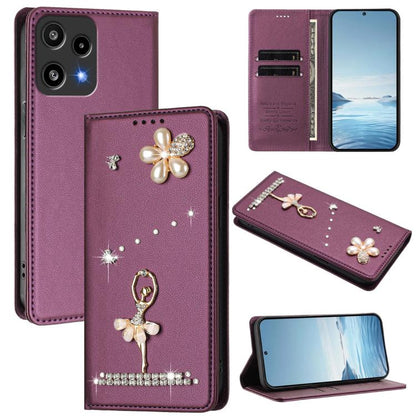 Ballet Girl Diamond Studded RFID Vegan Leather Phone Case, For Nothing Phone 3a Lite, For Nothing Phone 3, For Nothing CMF Phone 2 Pro, For Nothing Phone 3a, For Nothing Phone 3a Pro, For Nothing CMF Phone 1, For Nothing Phone 2a