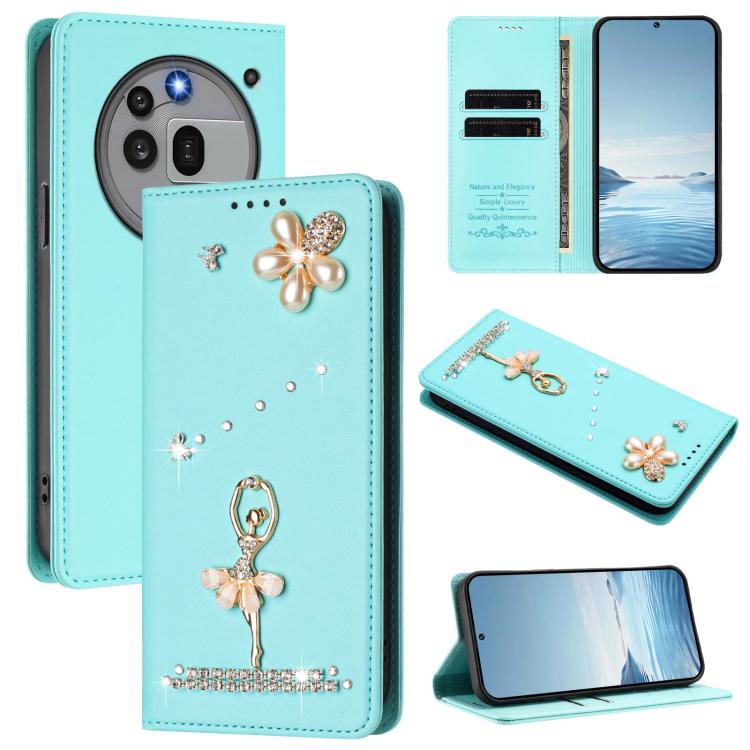 Ballet Girl Diamond Studded RFID Vegan Leather Phone Case, For Nothing Phone 3a Lite, For Nothing Phone 3, For Nothing CMF Phone 2 Pro, For Nothing Phone 3a, For Nothing Phone 3a Pro, For Nothing CMF Phone 1, For Nothing Phone 2a