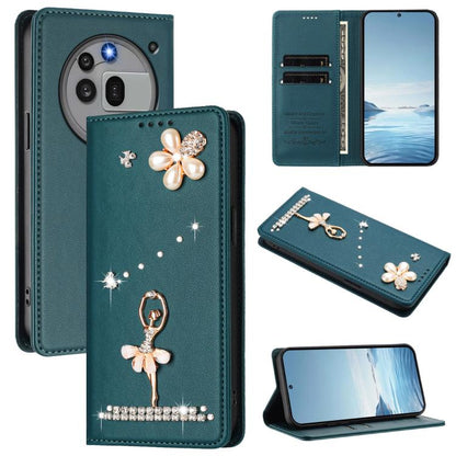 Ballet Girl Diamond Studded RFID Vegan Leather Phone Case, For Nothing Phone 3a Lite, For Nothing Phone 3, For Nothing CMF Phone 2 Pro, For Nothing Phone 3a, For Nothing Phone 3a Pro, For Nothing CMF Phone 1, For Nothing Phone 2a