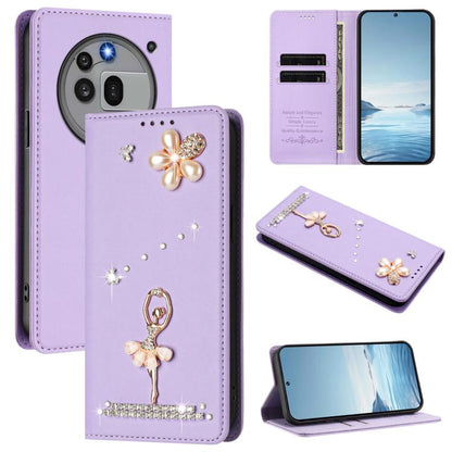 Ballet Girl Diamond Studded RFID Vegan Leather Phone Case, For Nothing Phone 3a Lite, For Nothing Phone 3, For Nothing CMF Phone 2 Pro, For Nothing Phone 3a, For Nothing Phone 3a Pro, For Nothing CMF Phone 1, For Nothing Phone 2a
