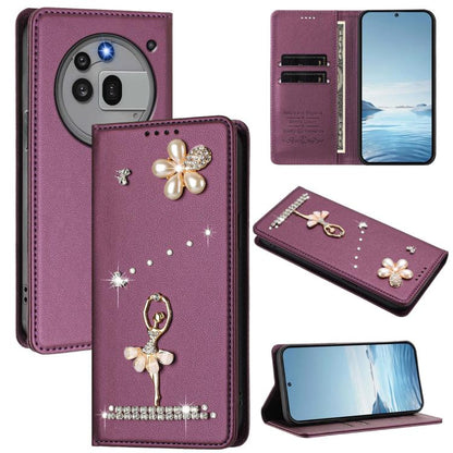 Ballet Girl Diamond Studded RFID Vegan Leather Phone Case, For Nothing Phone 3a Lite, For Nothing Phone 3, For Nothing CMF Phone 2 Pro, For Nothing Phone 3a, For Nothing Phone 3a Pro, For Nothing CMF Phone 1, For Nothing Phone 2a