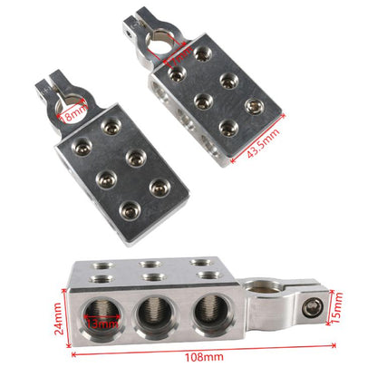 Pair 6-way Positive and Negative 4x0GA Battery Terminal Clamps with Wrench