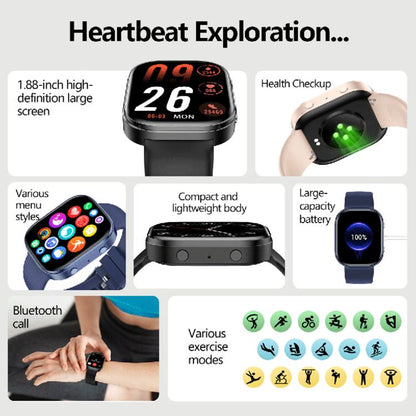 QS15 1.88 inch HD TFT Screen Smart Watch, Support Health Monitoring, Multiple Sports Modes