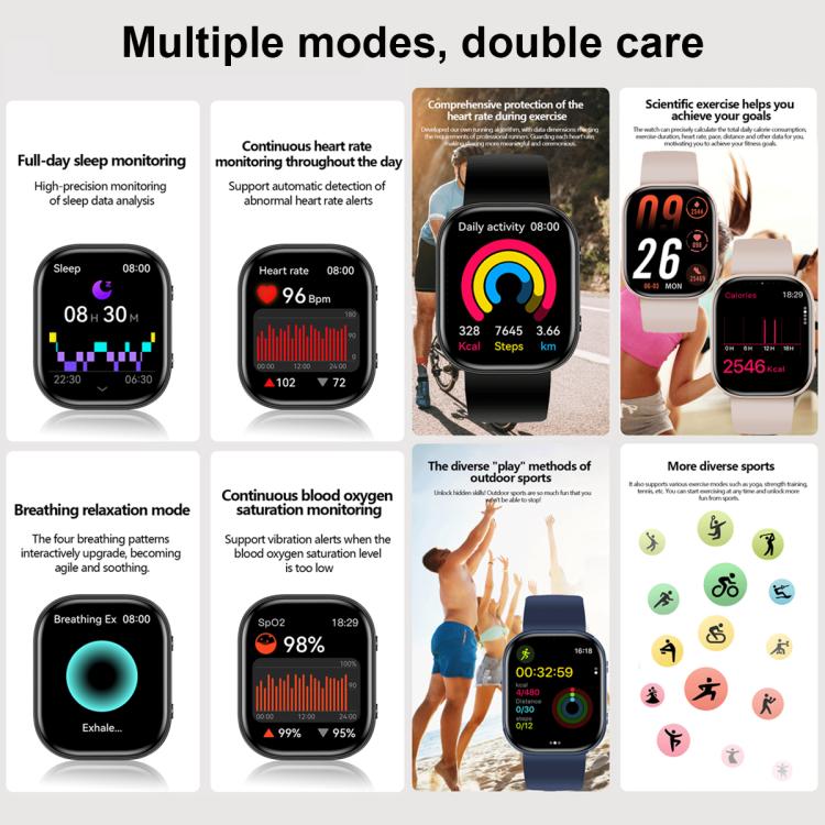 QS15 1.88 inch HD TFT Screen Smart Watch, Support Health Monitoring, Multiple Sports Modes