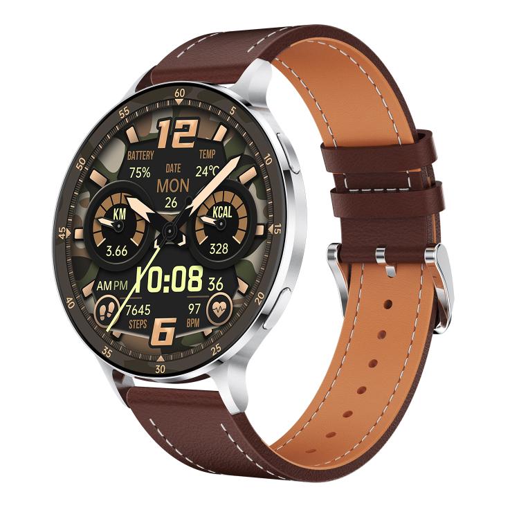 QS07 1.75 inch AMOLED Round Screen Smart Watch, Support Health Monitoring, Black Silicone Strap, Silver Silicone Strap, Gold Silicone Strap, Black Leather Strap, Silver Leather Strap, Gold Leather Strap, Black Bamboo Strap, Silver Bamboo Strap         ...