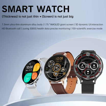 QS07 1.75 inch AMOLED Round Screen Smart Watch, Support Health Monitoring, Black Silicone Strap, Silver Silicone Strap, Gold Silicone Strap, Black Leather Strap, Silver Leather Strap, Gold Leather Strap, Black Bamboo Strap, Silver Bamboo Strap         ...