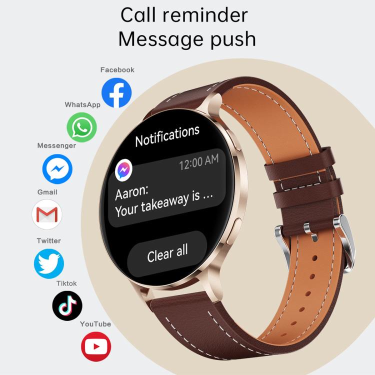 QS07 1.75 inch AMOLED Round Screen Smart Watch, Support Health Monitoring, Black Silicone Strap, Silver Silicone Strap, Gold Silicone Strap, Black Leather Strap, Silver Leather Strap, Gold Leather Strap, Black Bamboo Strap, Silver Bamboo Strap         ...