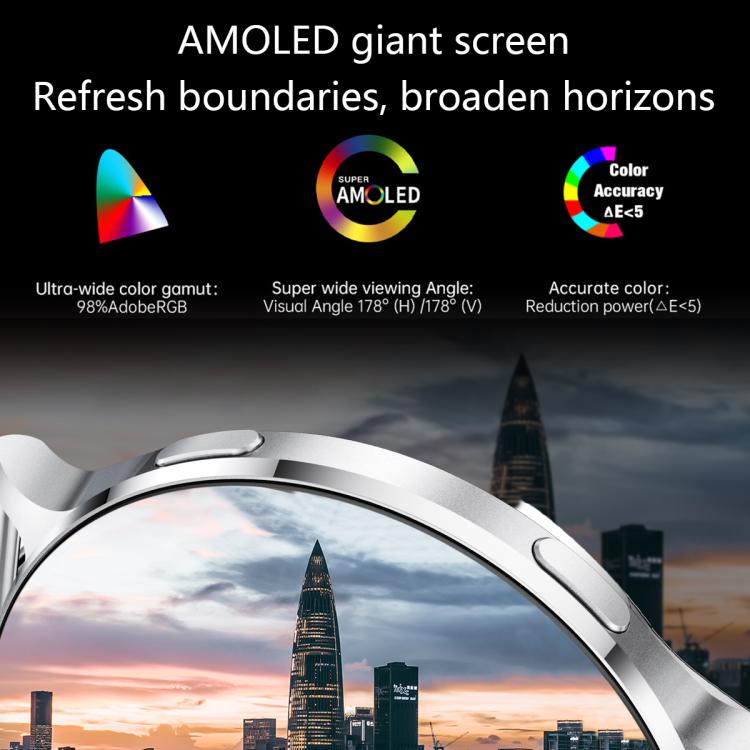 QS07 1.75 inch AMOLED Round Screen Smart Watch, Support Health Monitoring, Black Silicone Strap, Silver Silicone Strap, Gold Silicone Strap, Black Leather Strap, Silver Leather Strap, Gold Leather Strap, Black Bamboo Strap, Silver Bamboo Strap         ...