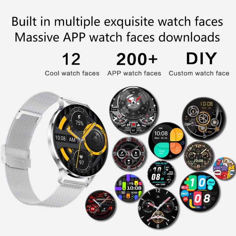 QS07 1.75 inch AMOLED Round Screen Smart Watch, Support Health Monitoring, Black Silicone Strap, Silver Silicone Strap, Gold Silicone Strap, Black Leather Strap, Silver Leather Strap, Gold Leather Strap, Black Bamboo Strap, Silver Bamboo Strap         ...