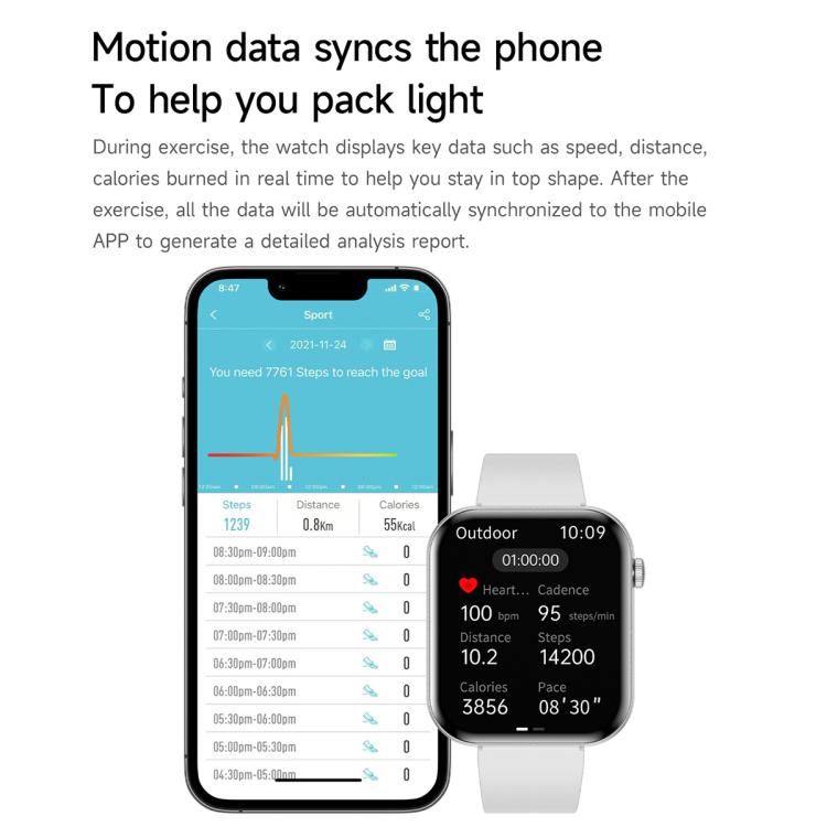 QS09 1.85 inch AMOLED Screen Ultra-Thin Smart Watch, Support Health Monitoring, Multiple Sports Modes