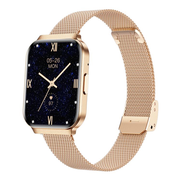 QS06 1.75 inch Square Screen Ultra-Thin Smart Calling Watch, Support Health Monitoring, Gold Silicone Strap, Pink Silicone Strap, Starlight Silicone Strap, Dark Gray Silicone Strap, Dark Gray Steel Strap, Gold Steel Strap
